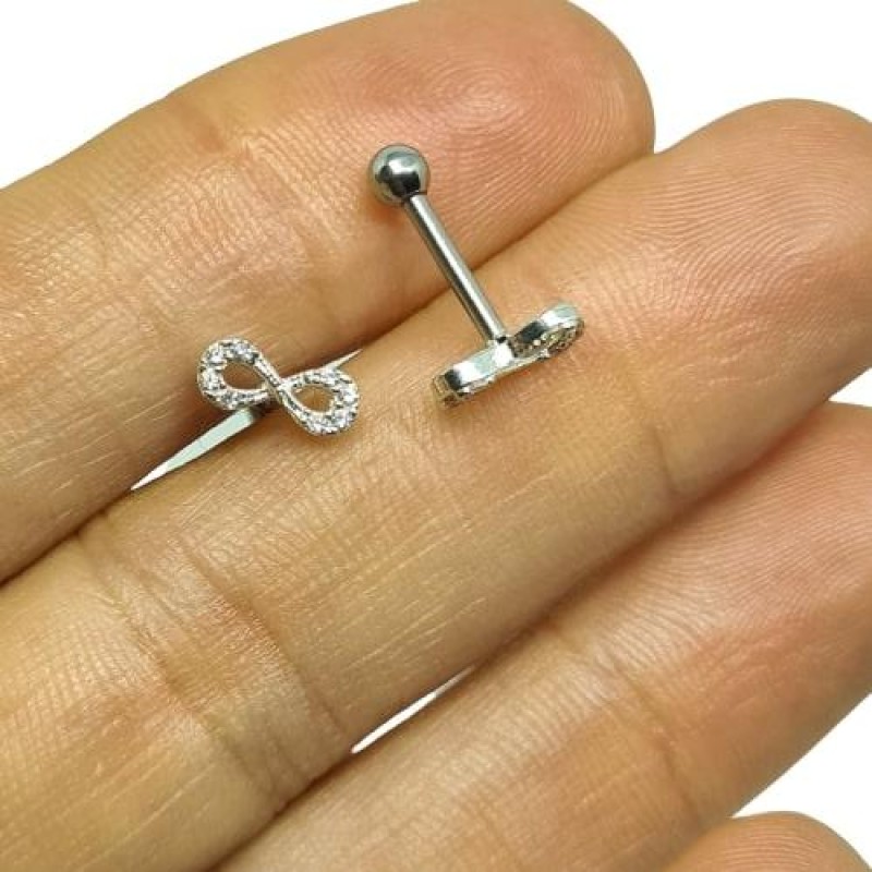 Brinco Piercing Tragus Zircônia Infinito