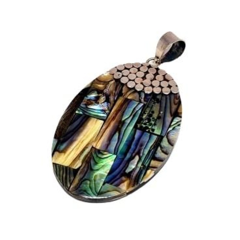 Pingente Mandala Abalone Oval Recortes