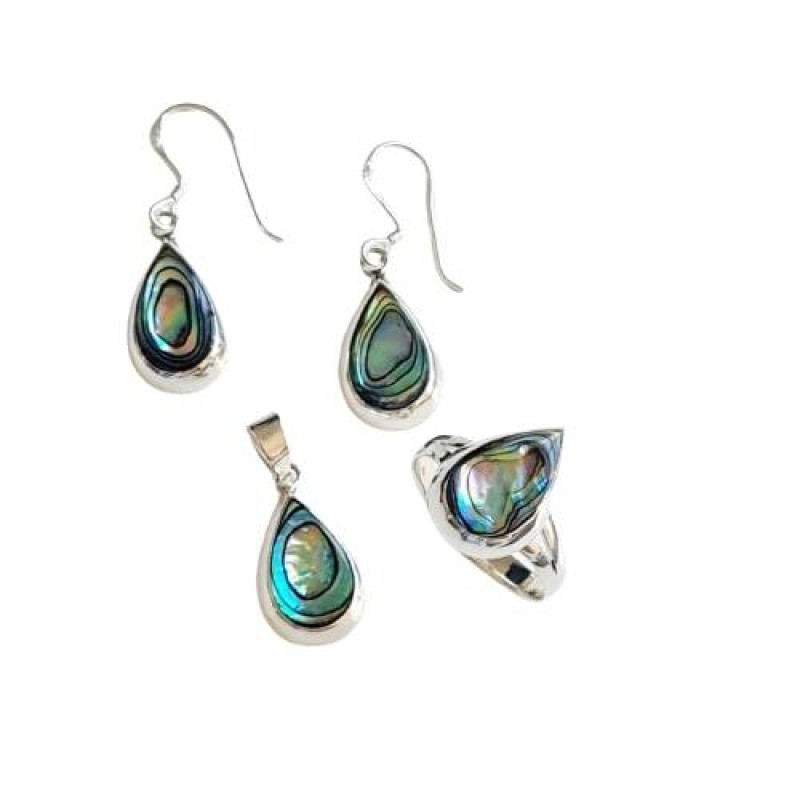 Conjunto Abalone Gota Prata Lisa Borda