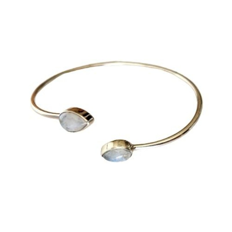 Pulseira Bracelete Pedra da lua Gota Duplo