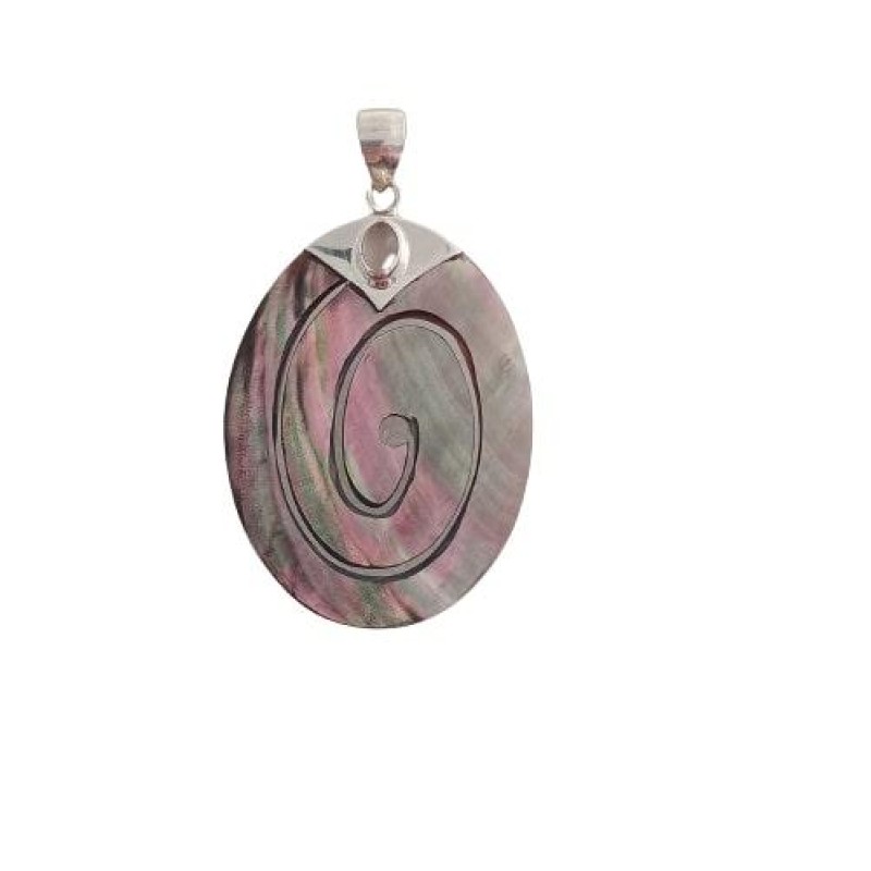 Pingente Abalone Marrom com Quartzo Rosa