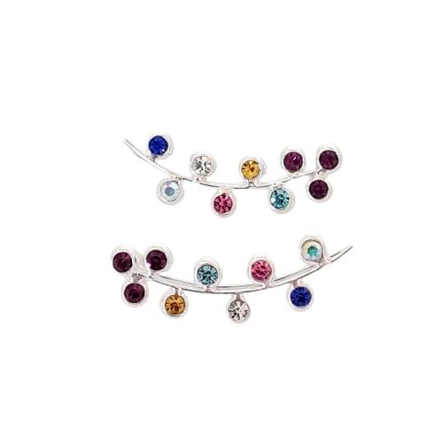 Brinco Ear Cuff Zircônia Rainbow Ramo