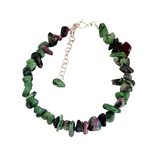 Pulseira Cascalho  de Pedras Naturais Zoisita / Turquesa / Sodalita / Quartzo Rosa