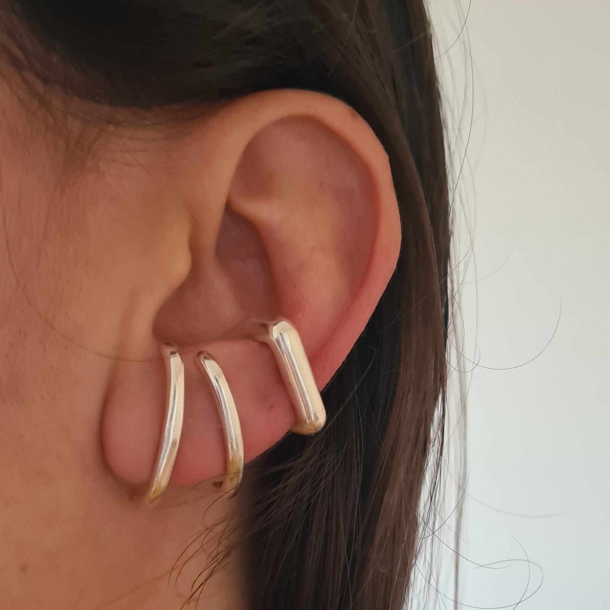 Brinco Ear Hook Prata Lisa Fino