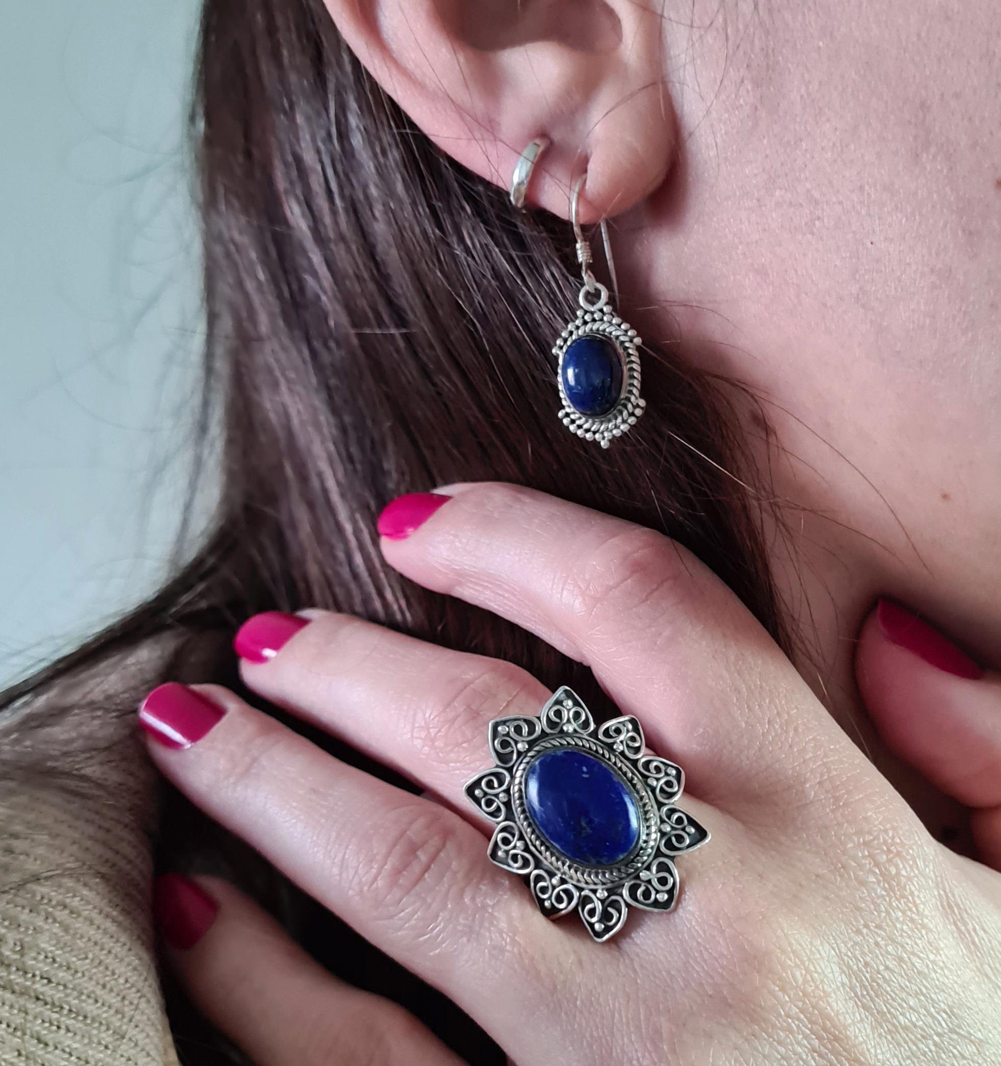 oval lapis lazuli trança pontinhos