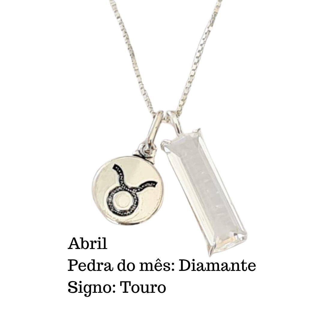 COLAR Cristais da Sorte ABRIL DIAMANTE  ÁRIES