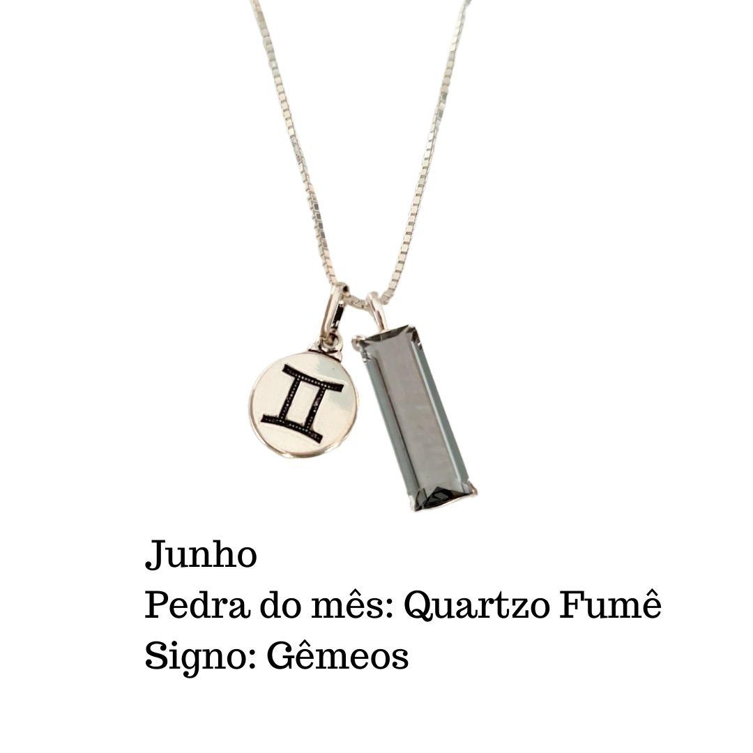 COLAR Cristais da Sorte JUNHO QUARTZO FUMÊ GÊMEOS