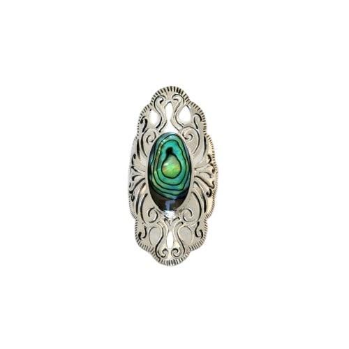 Anel Abalone Oval Escudo Arabesco