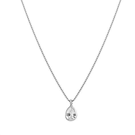 Colar de Prata 925 Feminino Ponto de Luz Gota Zircônia Crista