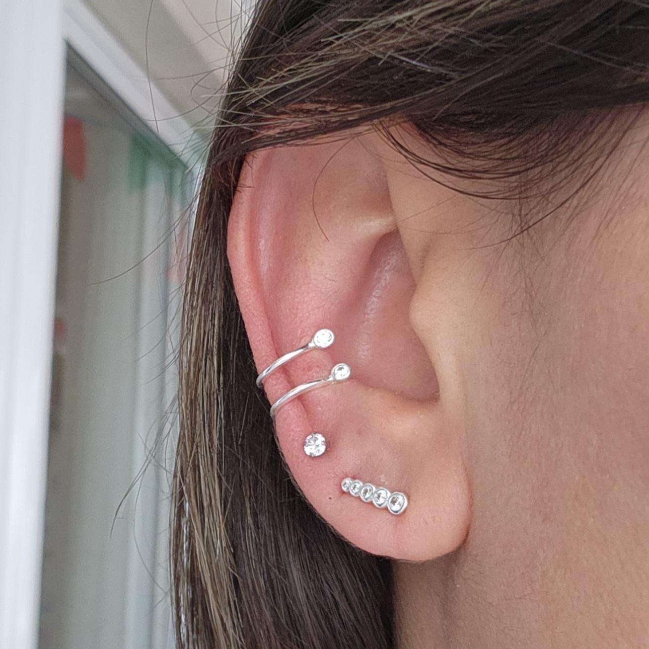 Brinco Earcuff Zircônia Cristal