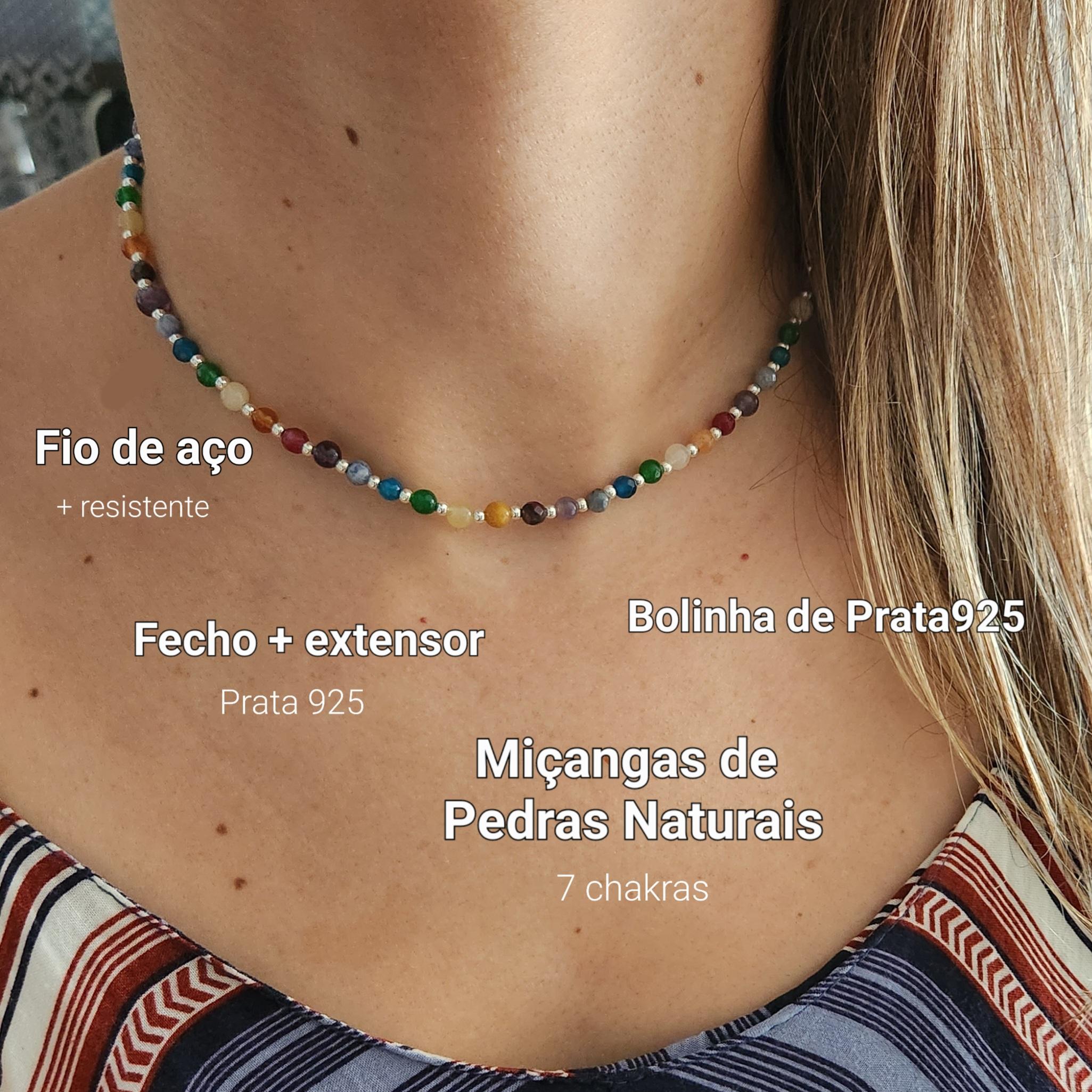 Colar Chocker Chakras Pedras Naturais